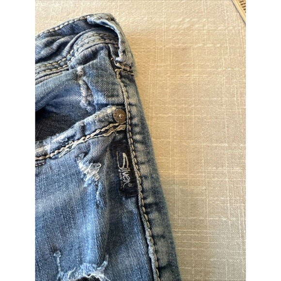 Silver Jeans SUKI Slim Boot Built Free Distressed Flap Pocket 32x33 (fits 32x32) - Picture 11 of 15